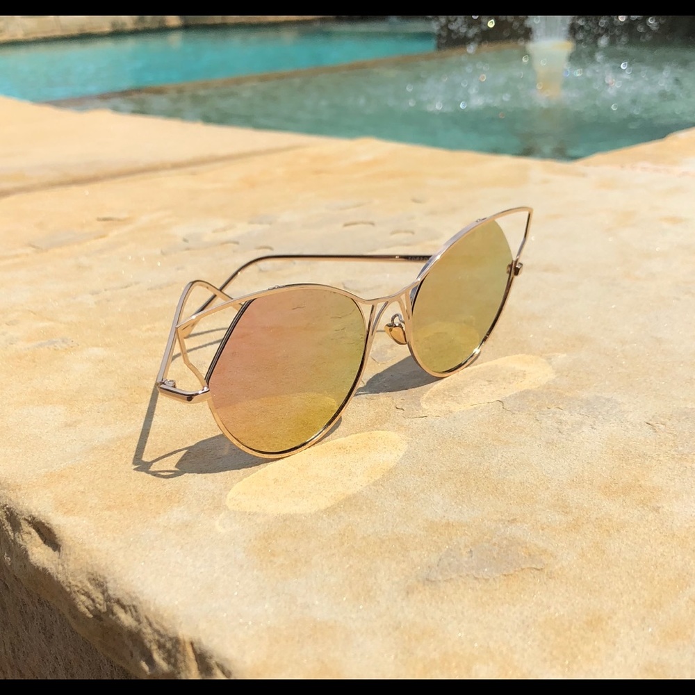 Cat Eye Sunglasses, Rose Gold Lens